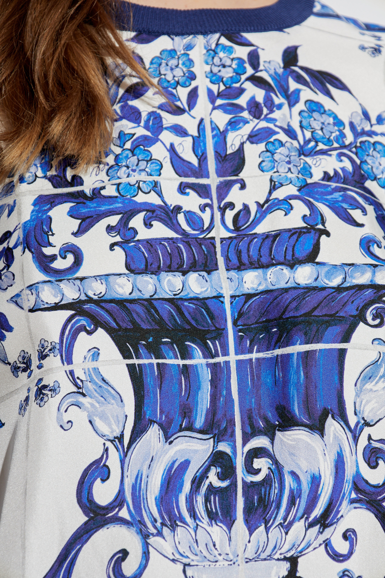Blue Silk top with Majolica pattern Dolce & Gabbana - Vitkac AS